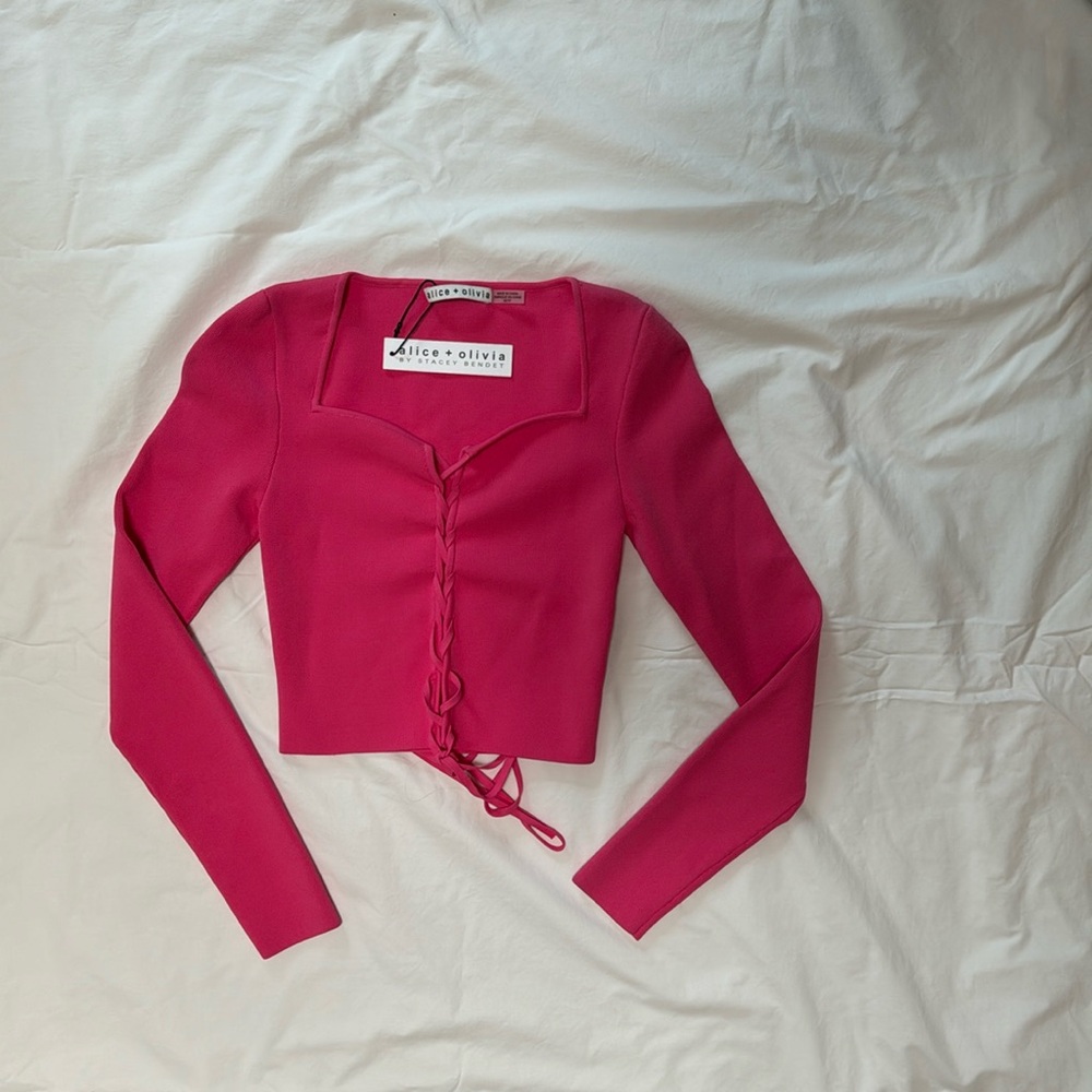 NEW: Alice + Olivia Hot Pink Lace Top